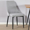 Pair of Classic Grey Fabric Material Upholstered Dinner Dining Chairs Black Legs