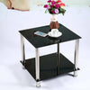 Glass End Coffee Table Shape Sofa Bed Side Table 2 Tier Living Room
