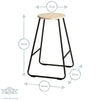 2x Wooden Bar Stools Breakfast Kitchen Island Counter Dining Chair Black / Pine