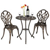 3PCS Bistro Set Outdoor Garden Patio Table Chairs Art Furniture Cast Aluminium