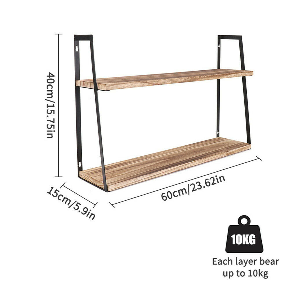 Durable Rustic Pine Wood Wall Floating Shelves Shelf for Kitchen Bedroom Storage