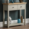 2 Drawer Console Table Shelf Hallway MDF Dressing End Side Table Grey