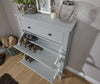 GREY TWO TIER SHOE CABINET SHELF RACK SHOE W/ DRAWER ORGANIZER HOLDER STORAGE