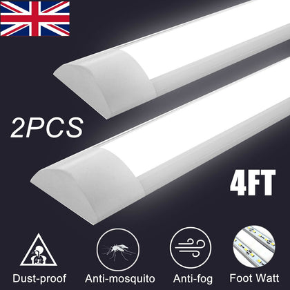 2PCS 4FT LED Batten Tube Light For Garage Workshop Ceiling Panel Lamp 36w 6500K