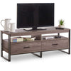 TV Unit Cabinet Stand Dark Wood Effect w/ Storage Drawers & Shelves | VonHaus
