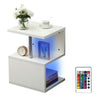 Modern RGB LED Light High Gloss 2 Tier Side/Coffee Table Living Room Decor-White
