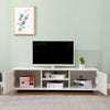 White 140cm Wide TV Stand Gloss Fronts Television Cabinet 2 Storage Cupboards