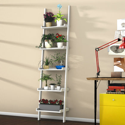 5-Tier Ladder Wall Shelf Home Display Storage Rack Bookcase Plant Flower Stand