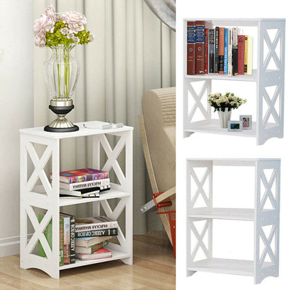 2 Tier Wooden Storage Shelf Side End Table Bookcase Stand Cabinet Living Room