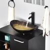 Bathroom Countertop Basin Sink Tempered Glass Wash Bowl Set w/ Tap Pop-up Waste