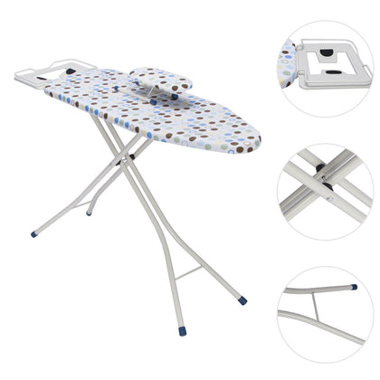 Folding Metal Ironing Board for steam iron with sleeve board 110x30x(68-80)cm UK