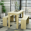 Solid Wood Dining Table and 2 Bench Set Kitchen Restaurant Kids Activity Table