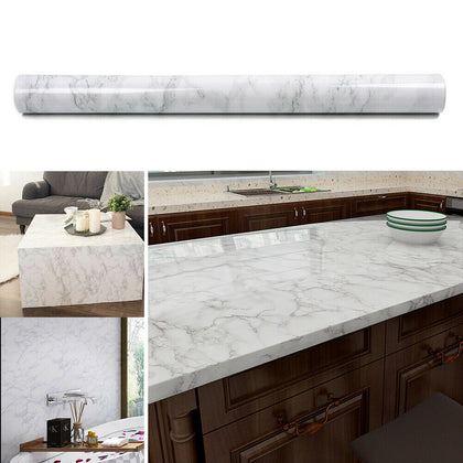 5M Marble Vinyl Wallpaper Self Adhesive Furniture Wall Stickers Kitchen Decor UK