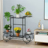 Black Metal Outdoor Indoor Plant Stand Multiple Tiered Plant Cart House Decorati