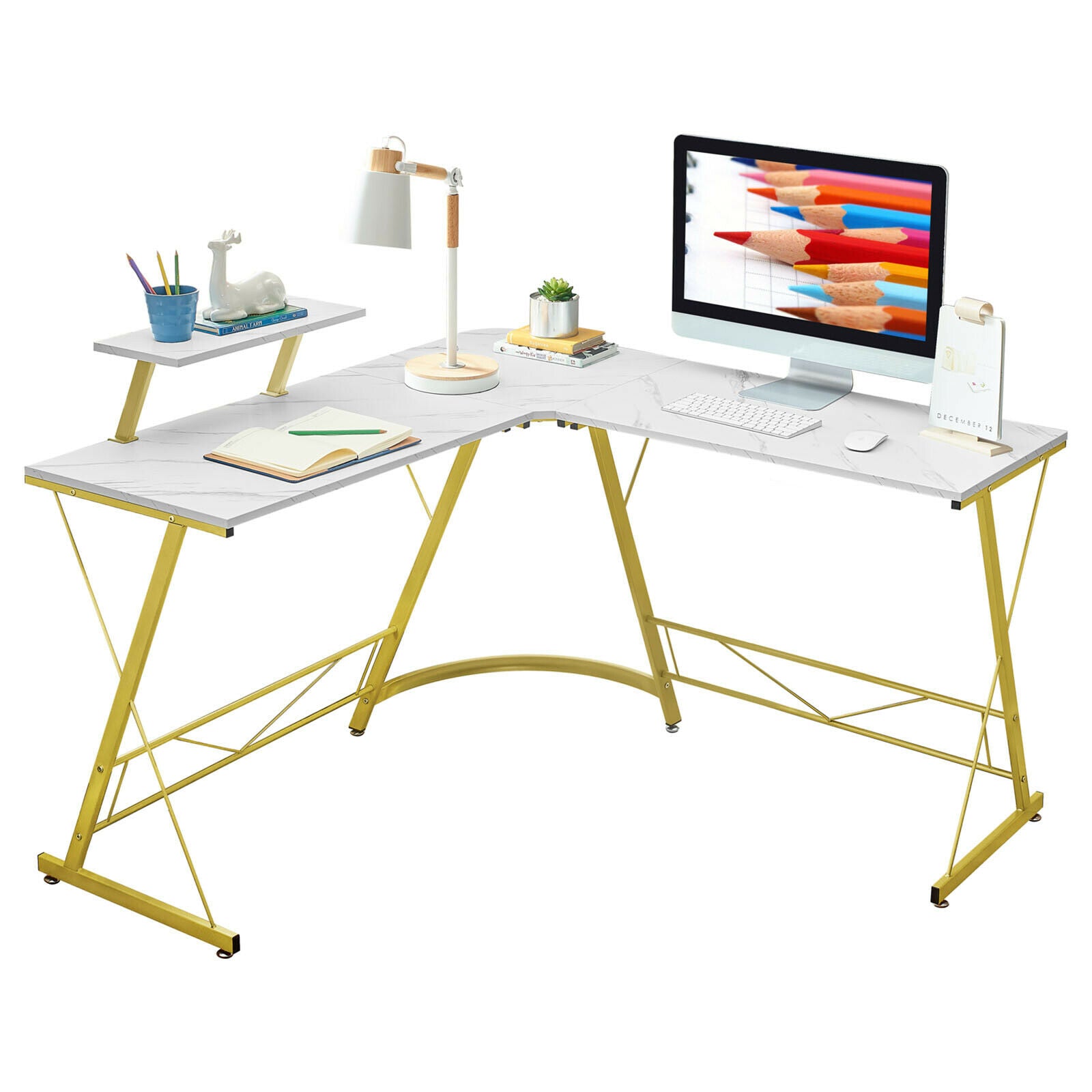 Marble top deals l shaped desk