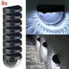 8 X LED SOLAR POWER GARDEN FENCE LIGHTS WALL OUTDOOR SECURITY LAMPS COLD LIGHT