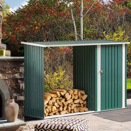 Galvanised Steel Log Store Shed Tool Storage Shed Garden Fire Wood Shelter