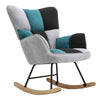 Rocking Chair Upholstered Linen Armchair Wing Back Rocker Single Sofa Recliner