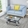 Clear Glass Coffee Table Rectangle Tempered Floral Luxury w/ Shelf Living Room
