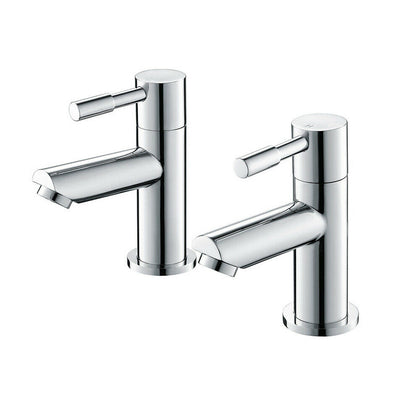 Pair Taps Twin Tap Kitchen Basin Sink Hot and Cold Chrome Bathroom Brass Faucet