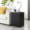 3 Drawer End Table Black Bedside Drawer Wood Nightstand Side Table for Bedroom