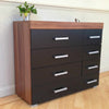 Wide Chest of 4+4 Drawers in Black & Walnut Bedroom Furniture 8 Drawer * NEW *