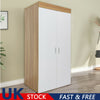 Tall Soild Wooden Wardrobe 2Door Bedroom Storage Hanger Bar Clothes Rail Hanger
