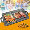 Non Stick Reversible Cast Iron Griddle Plate Grill Fry Pan BBQ Hob 50x23cm new