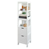 Tall Bathroom Storage Cabinet with 3 Shelves and 2 Drawers FRG126-W,UK