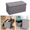 Grey Large Linen Folding Storage Ottoman Pouffe Seat Foot Stool Storage Box UK