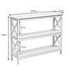 3-Tier Console Table X-design Wooden Hall Desk Side End Table W/ Shelf White