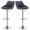 2 Bar Stools Chairs Breakfast Dining Chairs Linen Exterior Adjustable Dark Grey