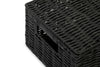 Hamper Storage Basket Black Small Resin Woven Box With Lid & Lock