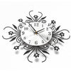 3D Wall Clock Luxury Metal Diamonds Flower Silent Art Office House Decorate