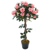 Large Artificial Pink Rose Flower Tree Realistic Fake Plant Home Office Decor