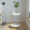 Marble Gold Round Coffee Table Accent Table Sofa Side Table Living Room Storage