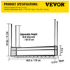 Ceiling-Mounted Bar Wine Rack Wine Glass Hanging Rack 46.9x11.8in Black