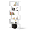 6-tier Bookcase Industrial S-Shaped Bookshelf Wooden Storage Display Shelf Home