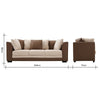 3 Seater Brown Beige Leather Fabric Sofa Armchair Couch with Footstool Option