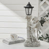 Resin Angel Statue with Lantern Solar Power Garden Lamp Post Figurine Ornament