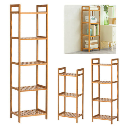 3/4/5 Tier Bamboo Wood Bookshelf Stand Storage Rack Shelving Unit Display Holder