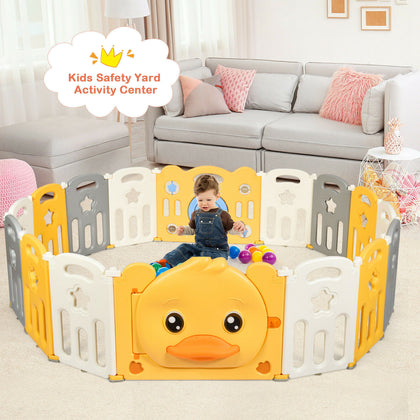 Foldable Baby Playpen Kids Toddler Safety Yard Activity Center W/ Lock & Toys