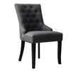 PAIR Upholstered Dining Room Chair Fabric Deep Retro Buttoned Tufted Back Chairs