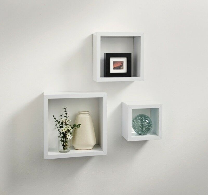 Cali Wall Floating Cube Box Shelf/Shelves Set of 3 Walls Storage Shelving Unit