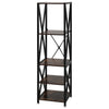 Rustic Wood Bookcase with Metal Frame 5 Tier Display Shelf Stand 45x40x163cm