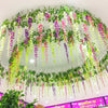Artificial Hanging Wisteria Ivy Fake Silk Flower Vine Home Wedding Garden Decor