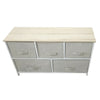 Chest of 5 Drawers Fabric Storage Cabinet Side Table Standing Home Light Grey UK