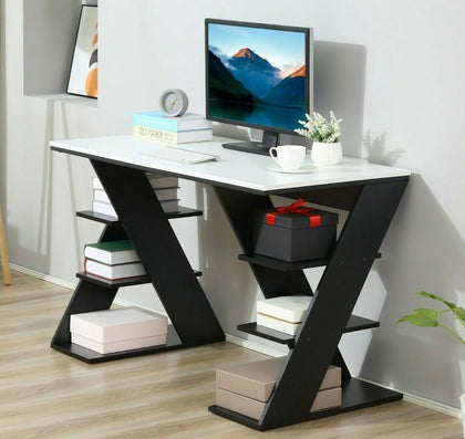 Stunning Home Office Desk Large Storage Shelves Laptop Workstation Writing Table