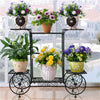 Outdoor Indoor Pot Plant Stand Garden Decor Flower Rack Wrought Iron 4 Wheeler