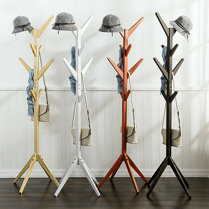 8 Hooks Wooden Coat Stand Coat/Hat/Umbrella/Floor Standing Rack Clothes Hanger